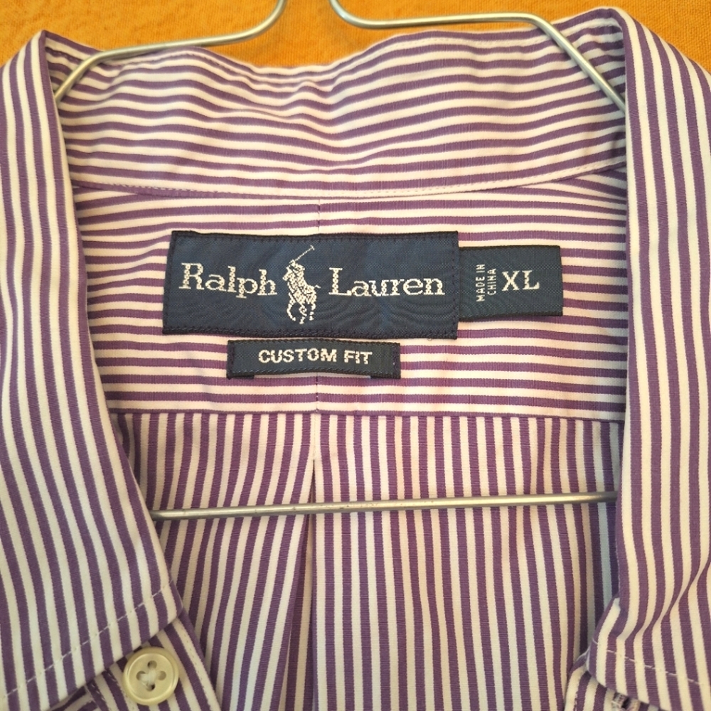 Blue Label Ralph Lauren Office Button Down Shirt in Purple and White XL - Picture 2 of 16